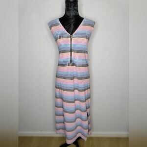 DKNY Pink and Blue Sleeveless Maxi Sundress